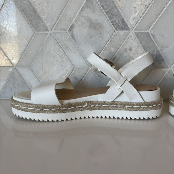 A New Day Size 9 Espadrilles Jute White Smooth Ankle Strap Buckle Padded Insole - Picture 3 of 11